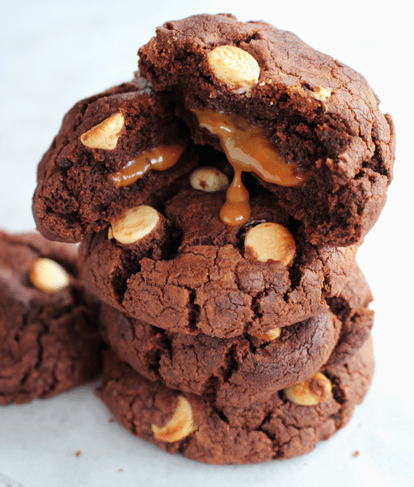 Double Chocolate Caramel Stuffed Cookies Recipe