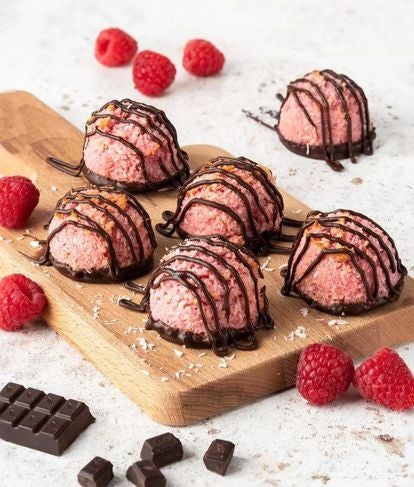 Coconut and raspberry macaroons