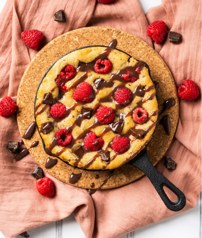 Dark Chocolate Raspberry Skillet Cookie 