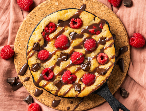 Dark Chocolate Raspberry Skillet Cookie 