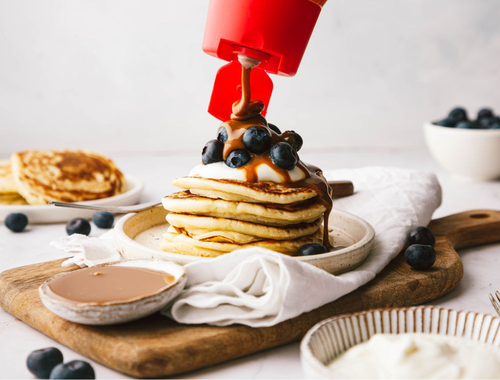 Caramel Drizzle Pancakes